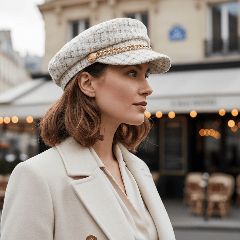 Béret Casquette Gavroche Femme à Chaine Image