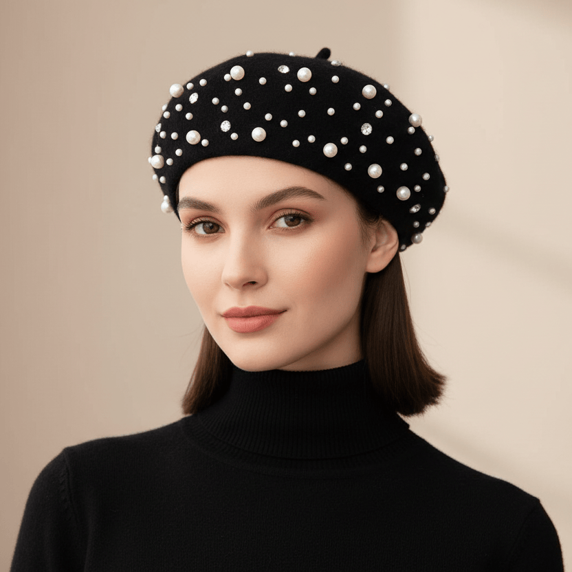 Béret Femme Hiver Perle Image