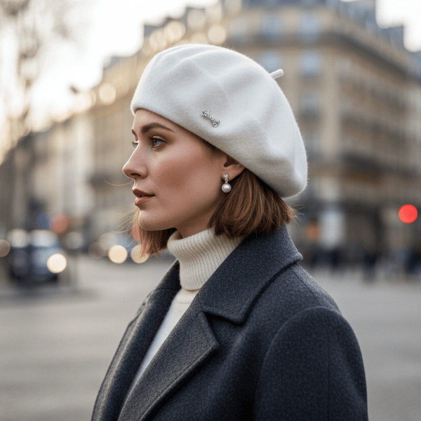 Béret Femme Raffiné avec Broche Image