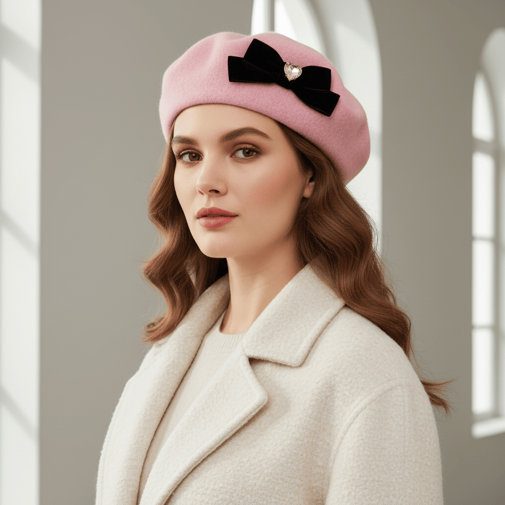 Béret Rose Femme en Coton Image