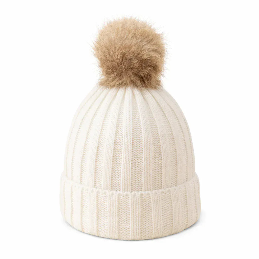 Bonnet Femme en Maille Classique avec Pompon