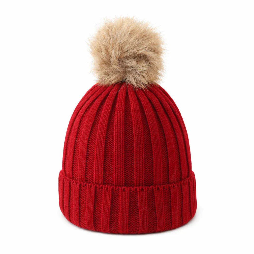 Bonnet Femme en Maille Classique avec Pompon