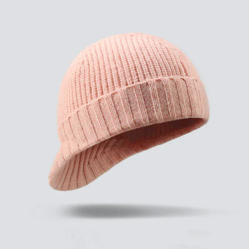 Bonnet Femme Hiver en Laine Doux avec Visière