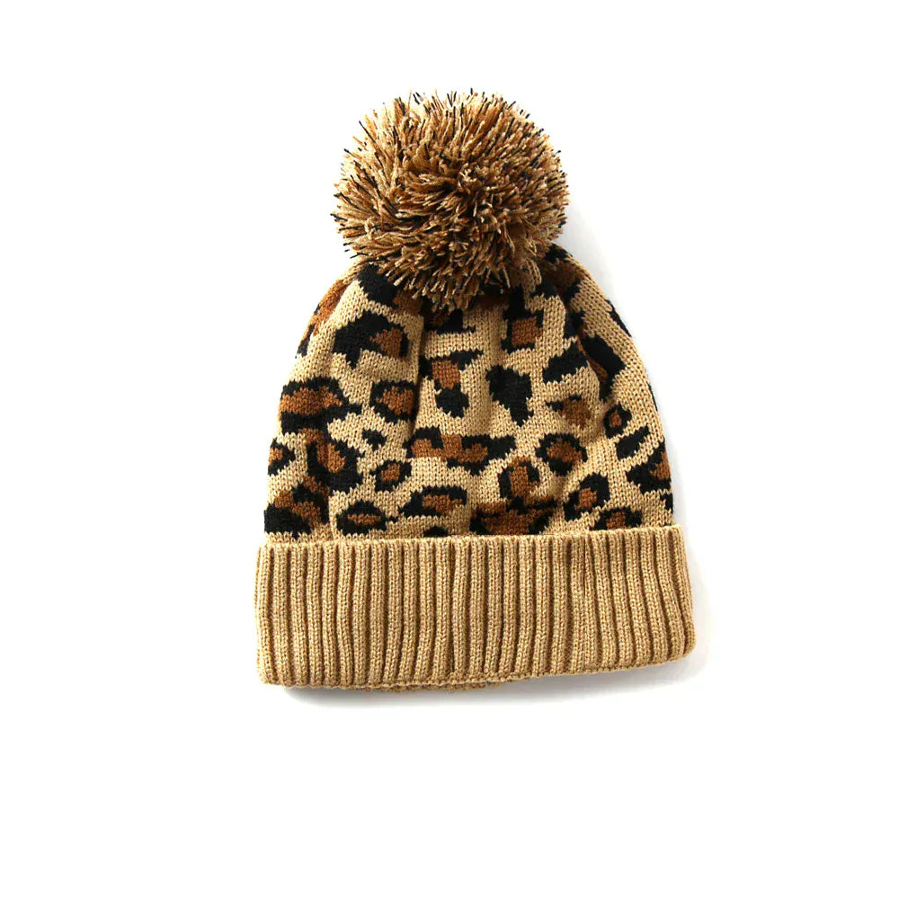 Bonnet Femme Léopard avec Pompon Douillet