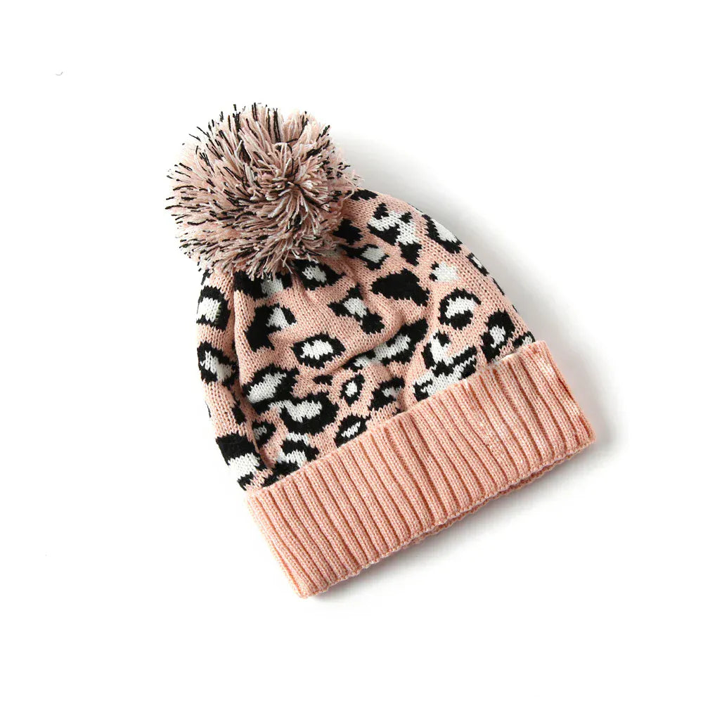 Bonnet Femme Léopard avec Pompon Douillet