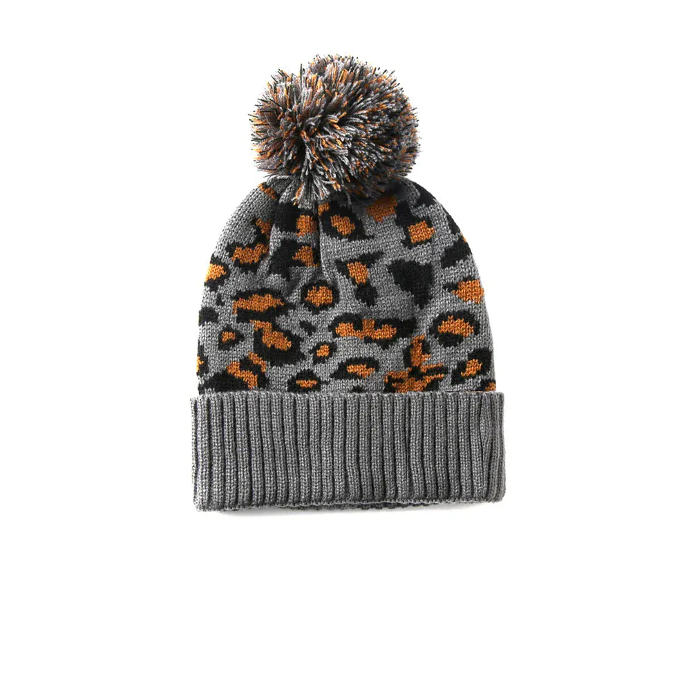 Bonnet Femme Léopard avec Pompon Douillet