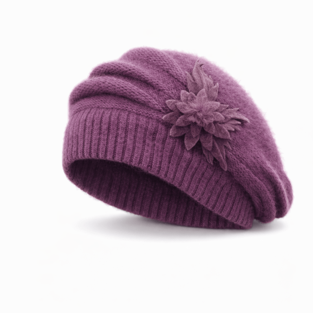 Bonnet Femme Tricoté Fleur Élégante