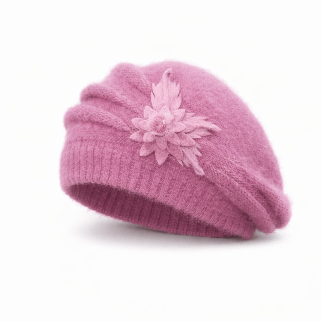 Bonnet Femme Tricoté Fleur Élégante