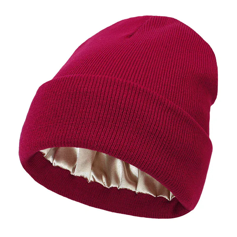 Bonnet Tricoté Doublure Satin