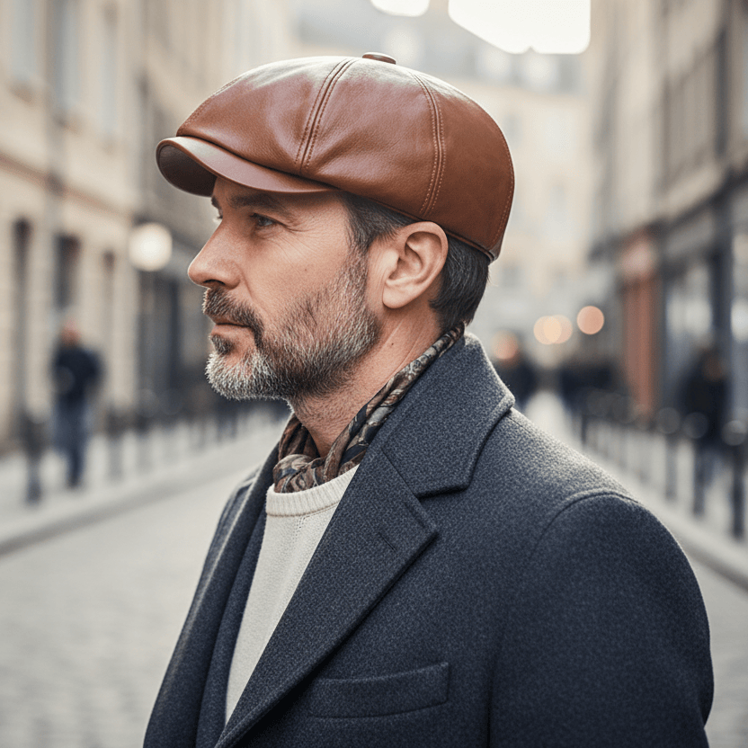 Casquette Gavroche Cuir Authentique Image