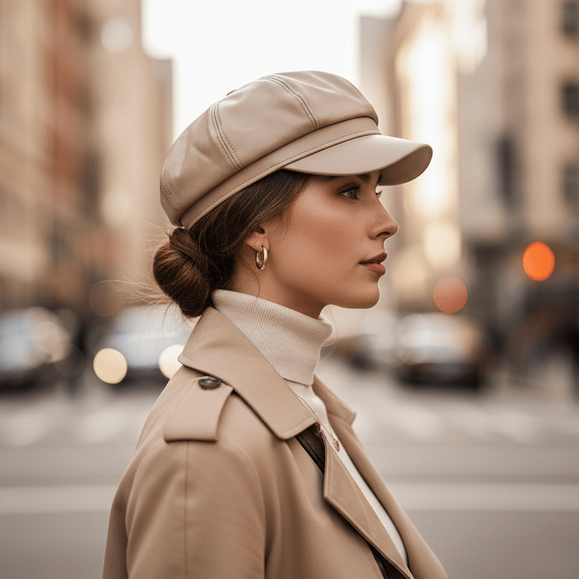 Casquette Gavroche Femme en Cuir Image