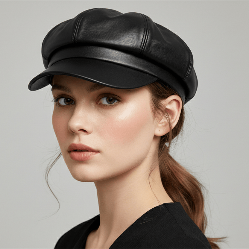 Casquette Gavroche Femme en Cuir Chic Image