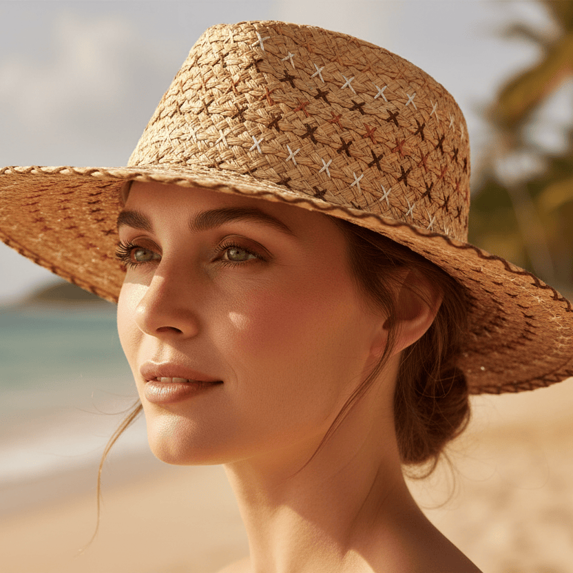 Chapeau de Paille Brodé Authentique Image