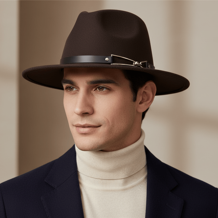 Chapeau Fedora Classy Chic Anneau Doré Image