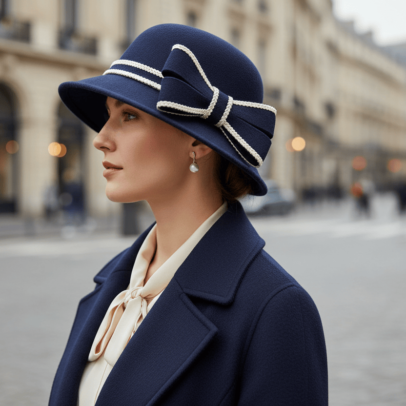 Chapeau Melon Cloche Femme Noeud Hiver Image