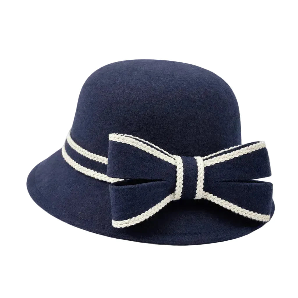 Chapeau Melon Cloche Femme Noeud Hiver