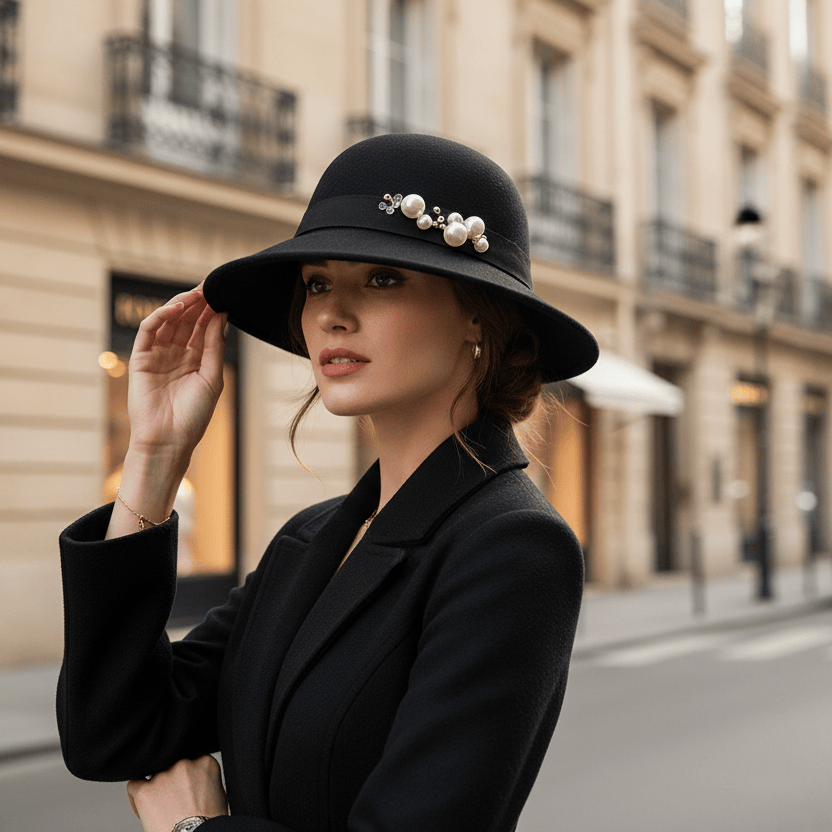 Chapeau Melon Cloche Femme Perle Image