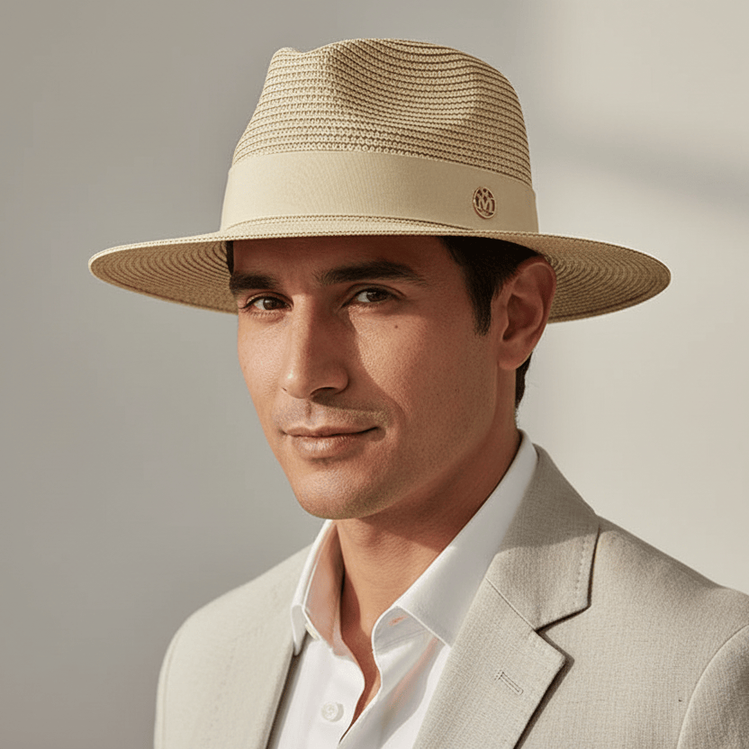 Chapeau Panama Classique Bande Contrastée Image
